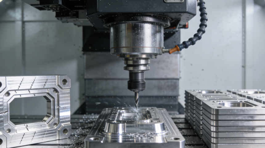 CNC milling machine machining aluminum plates
