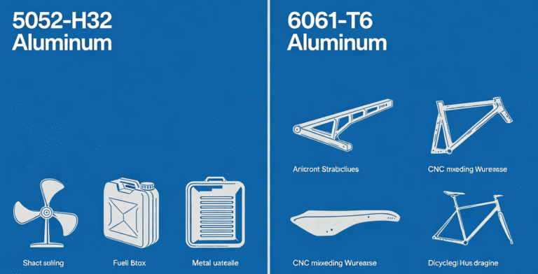 5052 vs 6061 aluminum alloys application comparison infographic