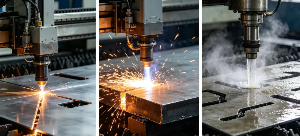 Three sheet metal cutting processes